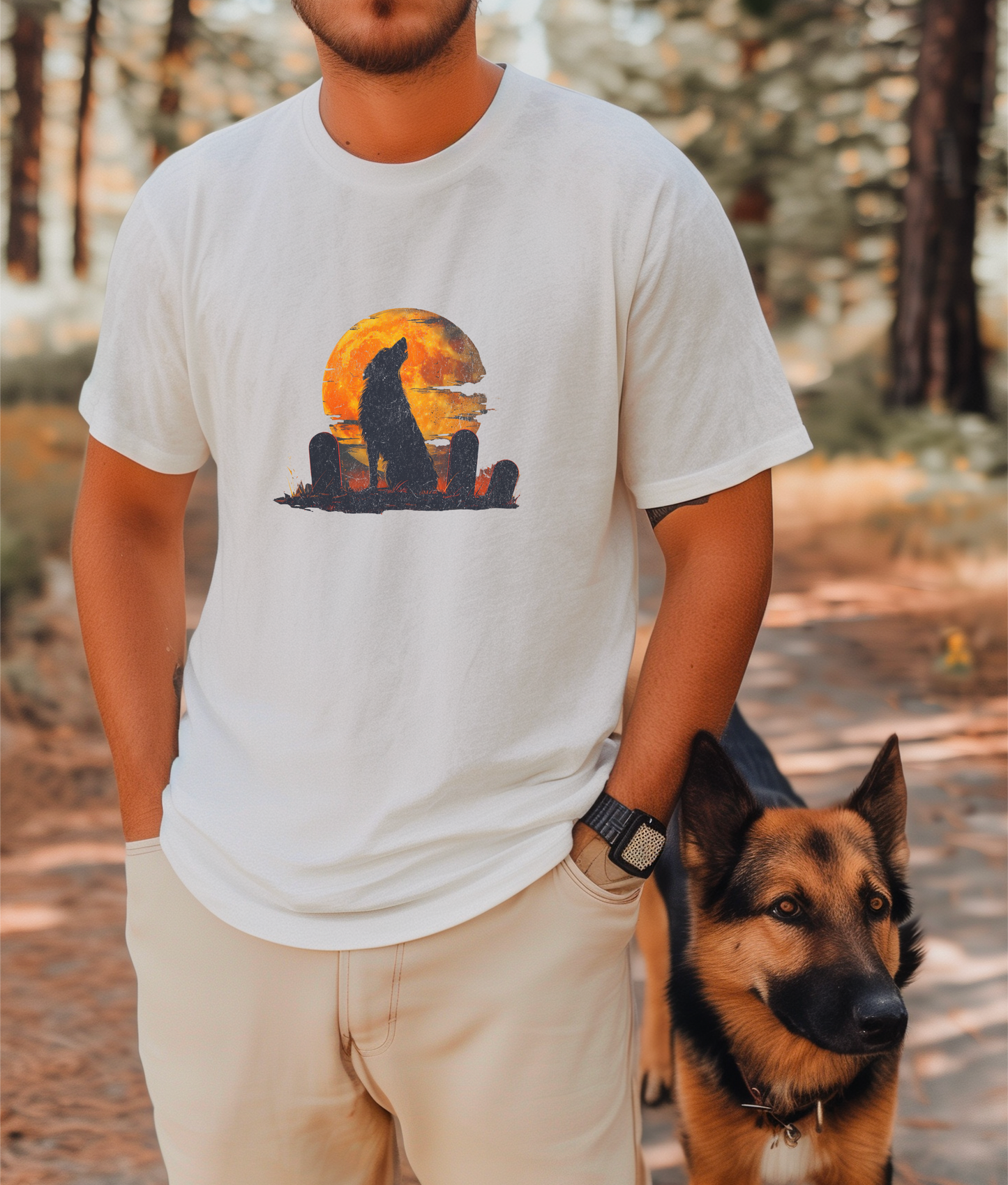 Halloween Howling German Shepherd Tee